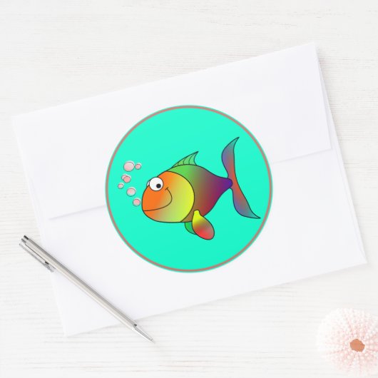 Fisch: Blühende Blasen Runder Aufkleber (Umschlag)
