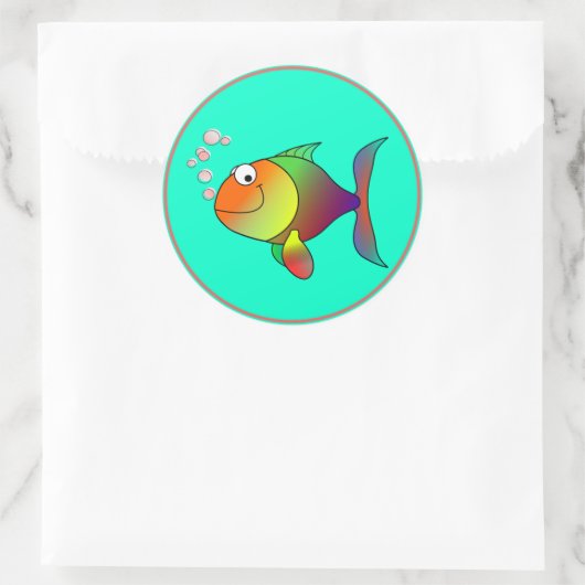 Fisch: Blühende Blasen Runder Aufkleber (Tasche)