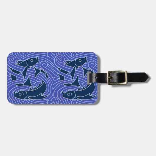 Fisch Bold Schwimmen Ozean Blau Fischen Gepäckanhänger (Vorderseite horizontal)