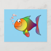 Fisch: Bunter Cartoon Postkarte (Vorderseite)