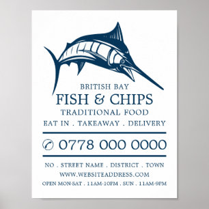 Fisch & Chip Shop Restaurant Werbung Poster