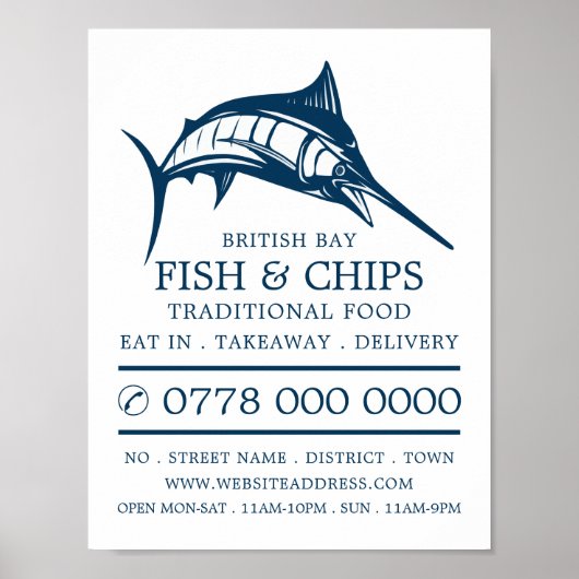 Fisch & Chip Shop Restaurant Werbung Poster (Vorne)