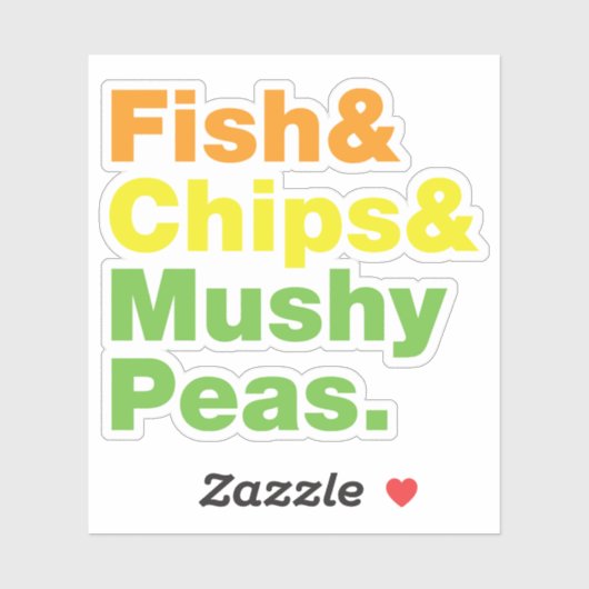 Fisch & Chips & Mushy Peas. Aufkleber (Blatt)