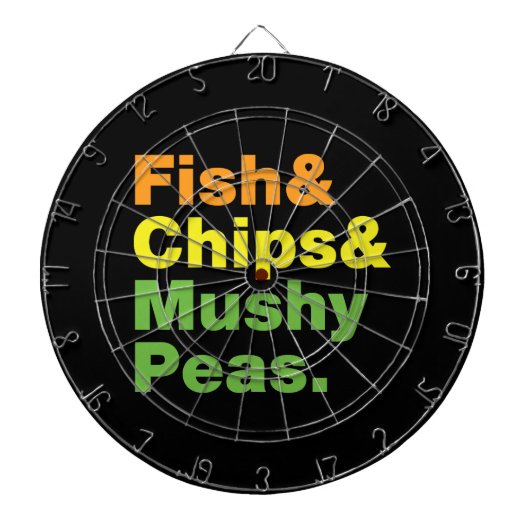 Fisch & Chips & Mushy Peas. Dartscheibe (vorne)