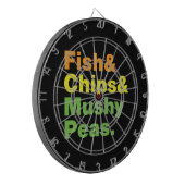 Fisch & Chips & Mushy Peas. Dartscheibe (Vorderseite Links)