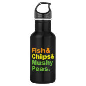 Fisch & Chips & Mushy Peas. Edelstahlflasche (Vorderseite)