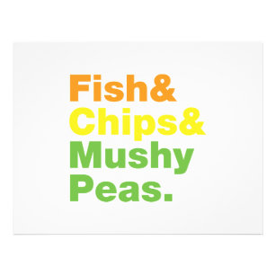 Fisch & Chips & Mushy Peas. Flyer