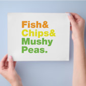 Fisch & Chips & Mushy Peas. Flyer (Hand)