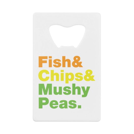 Fisch & Chips & Mushy Peas. Geldbeutel Flaschenöffner (Vorderseite)