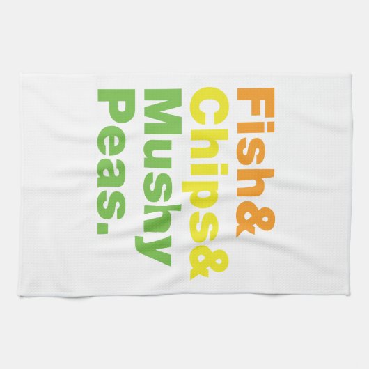 Fisch & Chips & Mushy Peas. Handtuch (Horizontal)