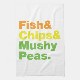 Fisch & Chips & Mushy Peas. Handtuch