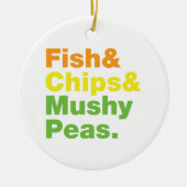 Fisch & Chips & Mushy Peas. Keramikornament (Vorne)