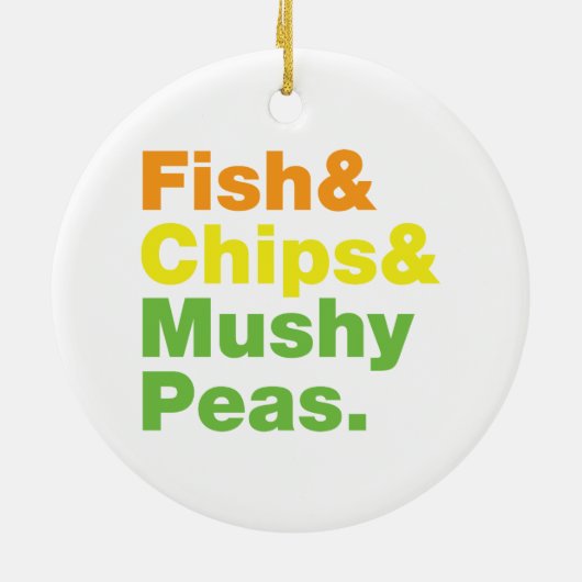 Fisch & Chips & Mushy Peas. Keramikornament (Hinten)