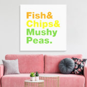 Fisch & Chips & Mushy Peas. Leinwanddruck (Insitu (Wohnzimmer))