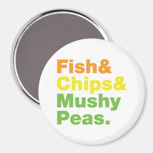 Fisch & Chips & Mushy Peas. Magnet (Vorderseite/Rückseite)