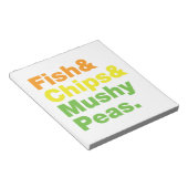 Fisch & Chips & Mushy Peas. Notizblock (angewinkelt)