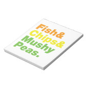 Fisch & Chips & Mushy Peas. Notizblock (Rotiert)