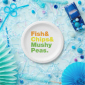 Fisch & Chips & Mushy Peas. Pappteller (Party)