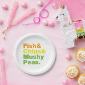 Fisch & Chips & Mushy Peas. Pappteller (Party)