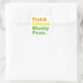 Fisch & Chips & Mushy Peas. Quadratischer Aufkleber (Tasche)