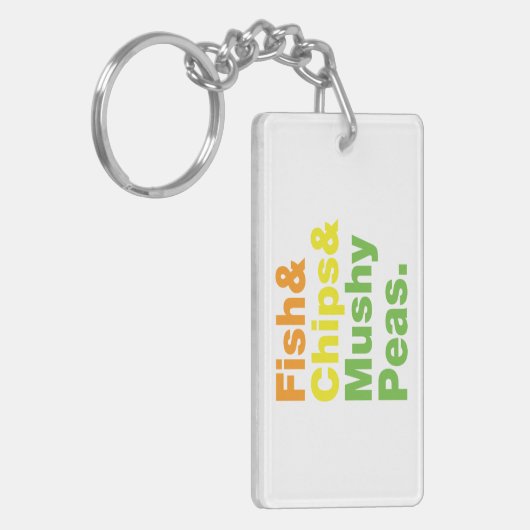 Fisch & Chips & Mushy Peas. Schlüsselanhänger (Vorderseite links)