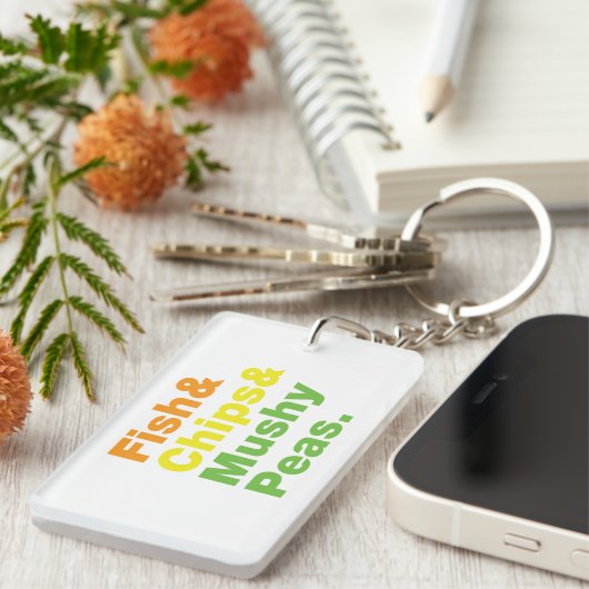 Fisch & Chips & Mushy Peas. Schlüsselanhänger (Vorderseite rechts)