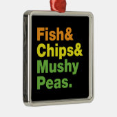 Fisch & Chips & Mushy Peas. Silbernes Ornament (Rechts)