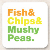 Fisch & Chips & Mushy Peas. Untersetzer (Vorderseite)