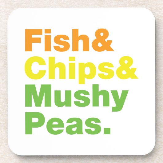 Fisch & Chips & Mushy Peas. Untersetzer (Vorderseite)
