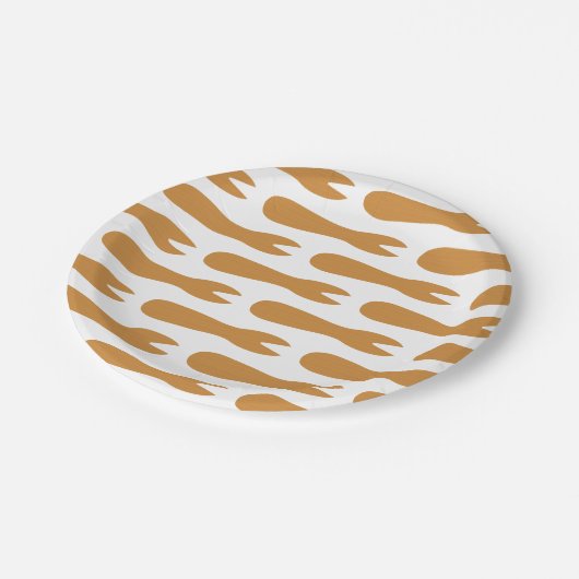 Fisch & Chips Shop Holzgabel Pappteller (Schrägansicht)