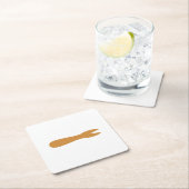 Fisch & Chips Shop Holzgabel Rechteckiger Pappuntersetzer (Vor Ort)