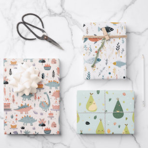Fisch, Dinos und Avo Geschenkpapier Set