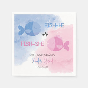 Fisch-er oder Fisch-sie Geschlecht enthüllt Servie Serviette