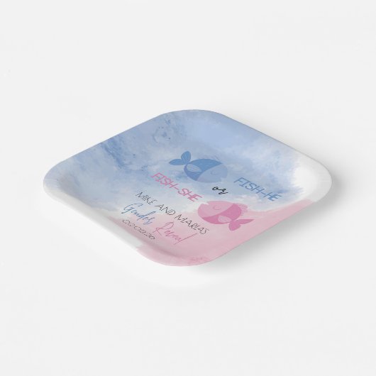 Fisch-er oder Fisch-sie Geschlecht enthüllt Teller (Gewinkelt)