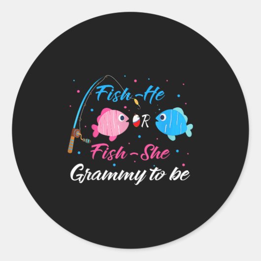 Fisch-er oder Fisch-sie Grammy wird Geschlechter-E Runder Aufkleber (Vorderseite)