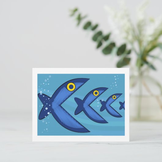 Fisch essen postkarte (Stehend Vorderseite)