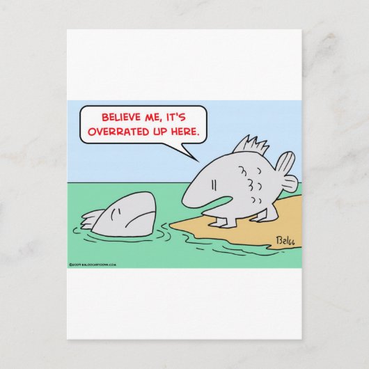 Fisch, Evolution, überbewertet Postkarte (Vorderseite)