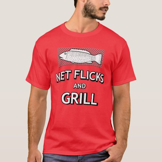 Fisch-Fangsaat-Netz-Fangparody T-Shirt (Vorderseite)