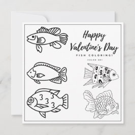Fisch Färben Kids Karte Glücklichen Valentinstag