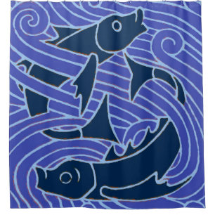 Fisch Fett Schwimmen Ozean Blauer Fischfang Duschvorhang