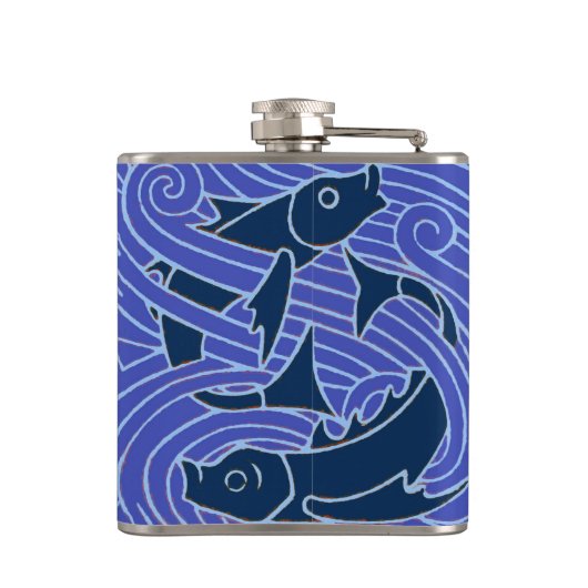 Fisch Fett Schwimmen Ozean Blauer Fischfang Flachmann (Rückseite)