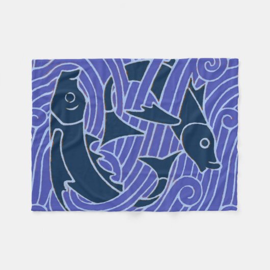 Fisch Fett Schwimmen Ozean Blauer Fischfang Fleecedecke (Vorderseite (Horizontal))