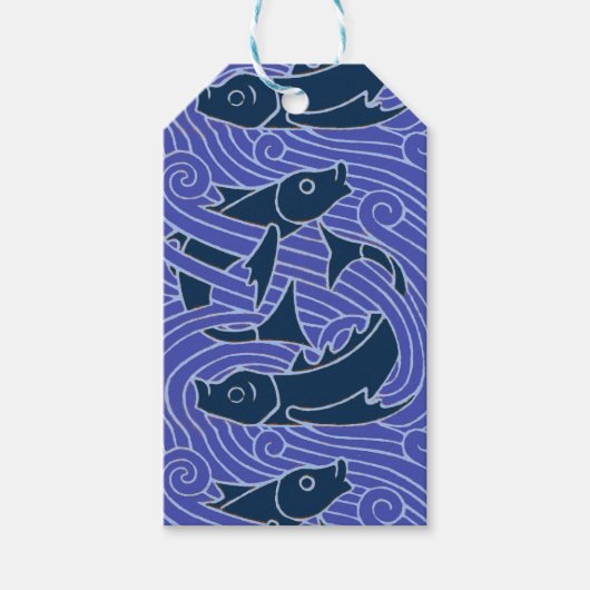 Fisch Fett Schwimmen Ozean Blauer Fischfang Geschenkanhänger (Vorderseite)