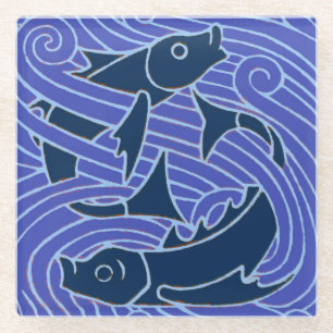 Fisch Fett Schwimmen Ozean Blauer Fischfang Glasuntersetzer