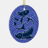 Fisch Fett Schwimmen Ozean Blauer Fischfang Keramik Ornament (Rechts)
