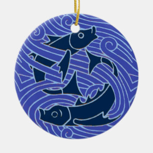 Fisch Fett Schwimmen Ozean Blauer Fischfang Keramik Ornament