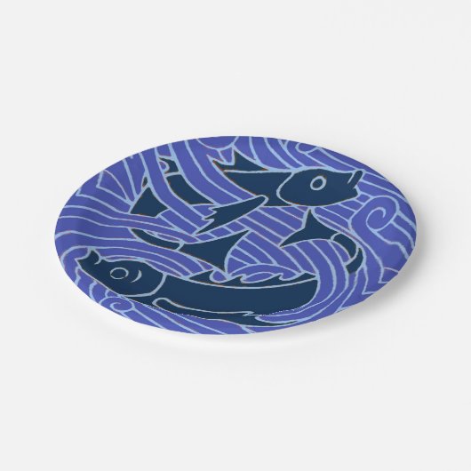 Fisch Fett Schwimmen Ozean Blauer Fischfang Pappteller (Schrägansicht)