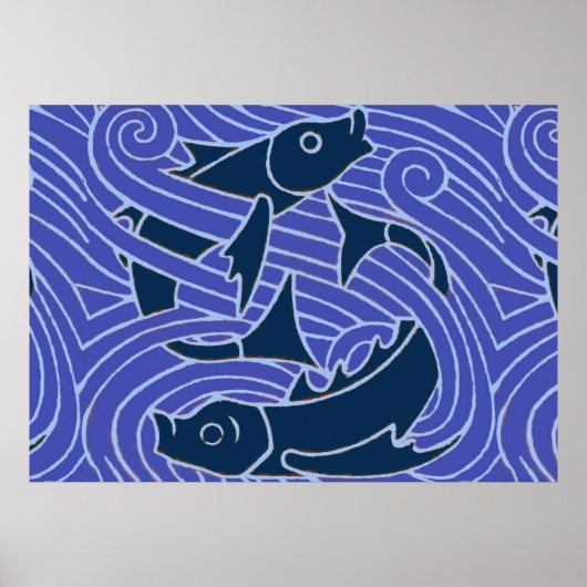 Fisch Fett Schwimmen Ozean Blauer Fischfang Poster (Vorne)