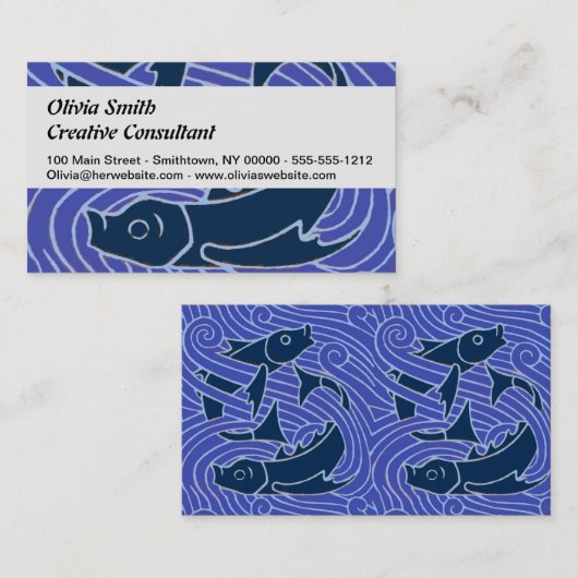 Fisch Fett Schwimmen Ozean Blauer Fischfang Visitenkarte (Vorne/Hinten)