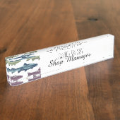 Fisch-Fisch-Muster Namensplakette (Seite)